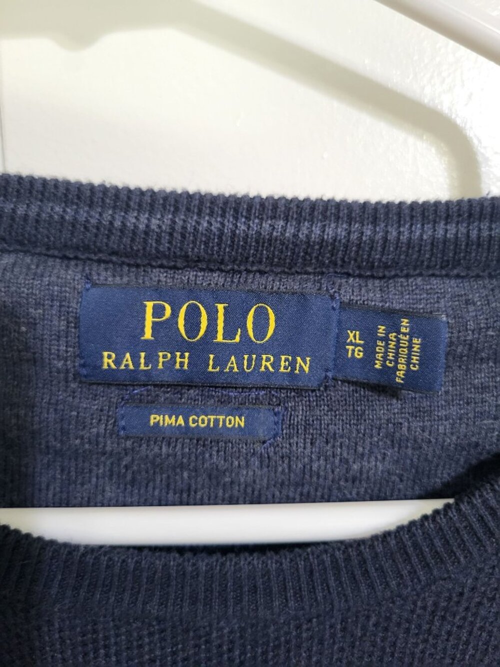 POLO Ralph Lauren Pima Cotton Crewneck Pullover Sweater XL Navy Blue Old Money - Picture 6 of 9